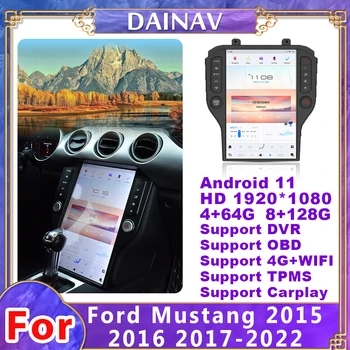 14,4-Дюймовый Автомобильный Радиоприемник Android 11 Для Ford Mustang 2015 2016 2017-2022 Вертикальный Экран GPS Навигация Мультимедийный DVD-плеер Carplay