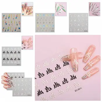 1ШТ Бронзовые рельефные мультяшные наклейки для ногтей Самоклеящиеся Аксессуары для маникюра Украшения для ногтей Медведи Наклейки для ногтей