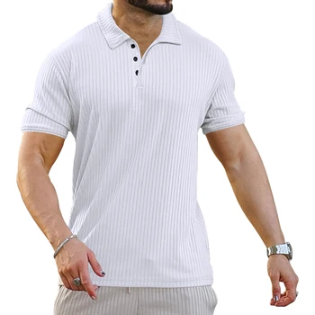 2023 Весенне-Летняя Новая Мужская рубашка Поло Amazon Men's T-Stripe С Отворотом на Верхней Пуговице, Однотонная Свободная
