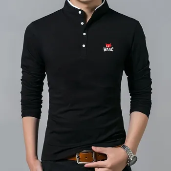 2023 Новая мужская футболка для гольфа С длинным рукавом, Классическая Однотонная Молодежная Модная Деловая Повседневная Мужская рубашка ПОЛО