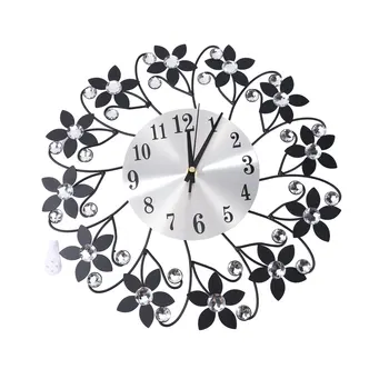 3D настенные часы с круглыми лепестками листьев, металлический циферблат настенных часов с арабскими цифрами, декоративные часы для гостиной, спальни, офиса, офиса.