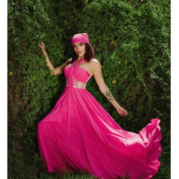 LISM Розовые коктейльные платья в стиле ампир на бретельках в стиле милой девушки, Элегантные драпированные вечерние платья для выпускного вечера длиной до пола, Вечерние платья трапециевидной формы