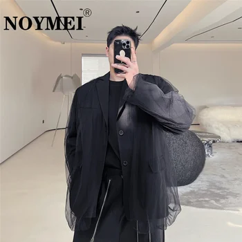 NOYMEI Temperament 2023 Новый Персонализированный Сетчатый пиджак Мужской в темном стиле, Модный однобортный блейзер сплошного цвета WA710
