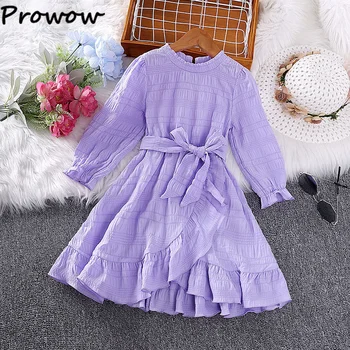 Prowow, осеннее платье для маленьких девочек с поясом и длинным рукавом, необычной формы, платья принцессы для девочек, детская одежда принцессы