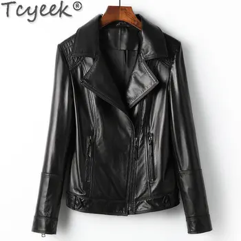 Tcyeek, куртки из натуральной кожи, женская весенне-осенняя мотоциклетная куртка, женская одежда, Короткая кожаная куртка 2023, тонкая дубленка