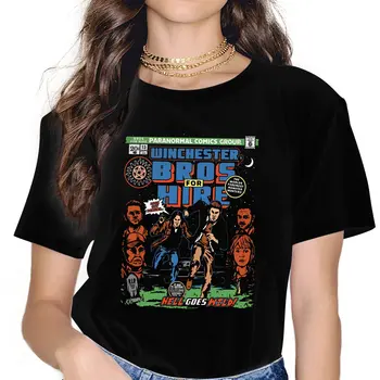 Winchester Bros for Hire, милые девушки, женская футболка, блузки Supernatural TV, повседневные винтажные топы в стиле харадзюку с коротким рукавом.