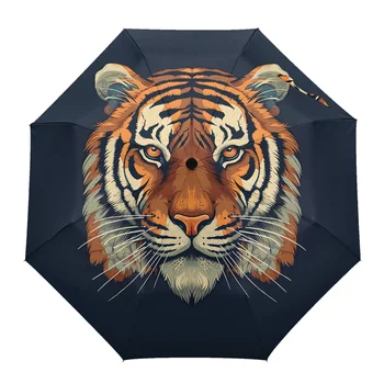 Автоматический зонт с головой тигра, складной зонт для путешествий, портативный зонтик, Ветрозащитные зонты