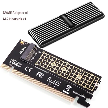 Адаптер SSD M.2 NVME к PCIe 4.0 3.0, Карта Расширения PCIe 4.0 64 Гбит/с PCI-E GEN4 GEN3 Full Speed с Алюминиевым Радиатором