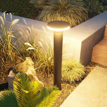 Алюминиевый Солнечный светильник для садовой дорожки, 3-цветная наружная Солнечная светодиодная лампа для газона, ландшафтные тумбы для декора подъездной дорожки во внутреннем дворике