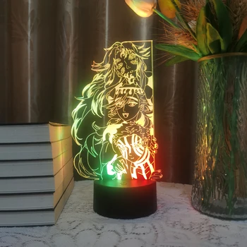 Аниме 3D Светодиодная Лампа Demon Slayer Kokushibou Douma Akaza Манга Ночник Домашний Декор Kimetsu No Yaiba Kid Рождественская Иллюзия Подарок