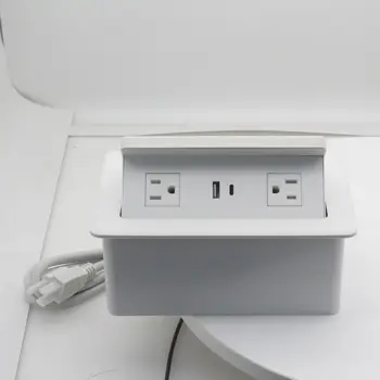 Белые Черные всплывающие розетки с USB-портами PD 20 Вт, Встраиваемый Скрытый концентратор питания для конференц-стола на столешнице с 2 вилками переменного тока