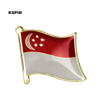 Брошь с флагом Сингапура, булавки, металлические значки, военные Декоративные пуговицы для одежды KS-0192