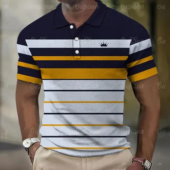 Винтажная мужская рубашка поло Рубашки с 3D принтом Повседневные топы с коротким рукавом Блузка Летняя одежда Футболки оверсайз Дышащая рубашка поло