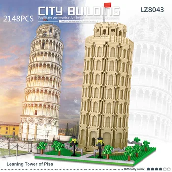 Всемирно известный Историко-культурный архитектурный микроблок, Достопримечательность Италии, Пизанская башня, Строительный кирпич, игрушка Nanobrick