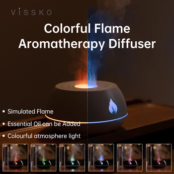 Вулканический Ароматический Пламенный диффузор Vissko, Лампа для эфирного масла, 130 мл USB Портативный увлажнитель воздуха, Диффузоры для ароматерапии.