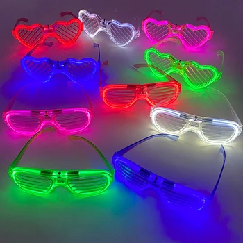 Горячая распродажа, мигающие неоновые очки для дискотеки С подсветкой в форме сердца, светящиеся светодиодные очки для вечеринки, бар, День рождения, светящиеся очки, клубный реквизит