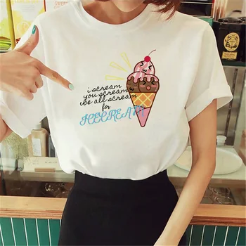Женская футболка Icecream, японские футболки с аниме-графикой, японская дизайнерская одежда 2000-х годов для девочек