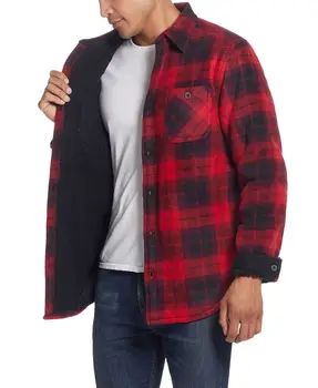 Зимняя мужская флисовая фланелевая рубашка в клетку, мужская куртка-пуховик с мягкой шерп-подкладкой, повседневное утолщенное пальто на пуговицах с карманами