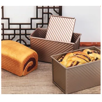 Золотая коробка для тостов с гофрированной крышкой из углеродистой стали Инструмент для выпечки Форма для хлеба tToast Box Форма для тостов и торта