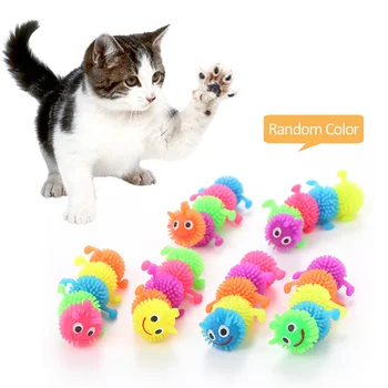 Игрушки для домашних кошек, мягкие резиновые игрушки в форме гусеницы, игрушки для игры с котенком, Игрушки для кошек, аксессуары для домашних животных