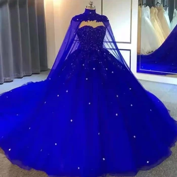 Классические вечерние платья королевского синего цвета с длинным рукавом и высоким воротником, бальное платье для выпускного вечера, платье для особых случаев, Кружевные аппликации из бисера