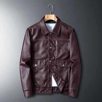 Кожаная куртка-бомбер, Мотоциклетная куртка, Мужская Байкерская бейсбольная куртка из искусственной кожи 2023, Модная повседневная куртка Jaqueta Masculino