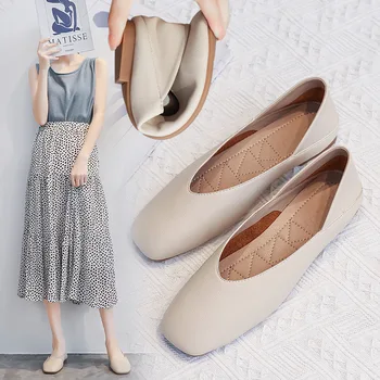 Корейская модная женская обувь в лаконичном стиле, весна-осень, новая обувь для бабушек, офисная обувь Mary Jane, легкие туфли на плоской подошве для беременных женщин