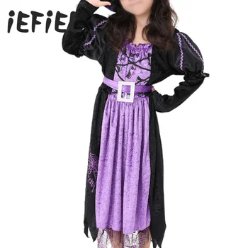 Косплей-костюм Маленькой Ведьмы для девочек, ролевое платье на Хэллоуин со шляпой ведьмы для карнавальной вечеринки.