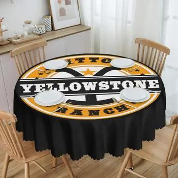 Круглая скатерть для стола Yellowstone, Маслостойкая Скатерть 60 дюймов, крышка стола для кухни, столовой