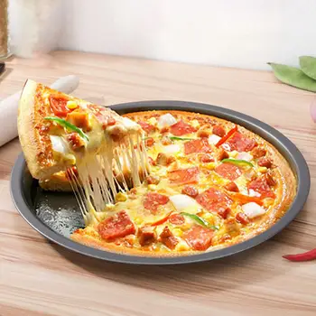 Круглая форма для пиццы, противень для выпечки, полезная Портативная безопасная круглая форма для выпечки из углеродистой стали для дома