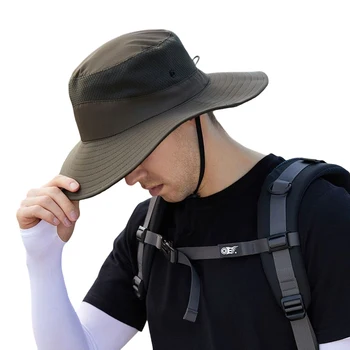 Летние рыбацкие кепки, солнцезащитный козырек для альпинизма, Дышащая уличная мужская и женская походная шляпа с большими полями