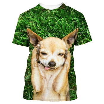 Летняя модная футболка с 3D рисунком собаки чихуахуа с короткими рукавами и самкой 2023 года