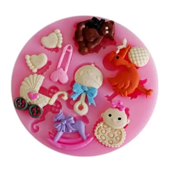 Милая силиконовая форма для детских ножек в виде животных для украшения торта, Помадка, 3D Ножки, Шоколадные формы для превращения сахара, Кухонные Инструменты для выпечки, Розовые инструменты