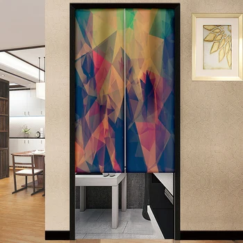 Многоцветные треугольные 3d Абстрактные геометрические дверные занавески в японском стиле Дверные занавески для входа Норен Подвесной домашний полупрозрачный