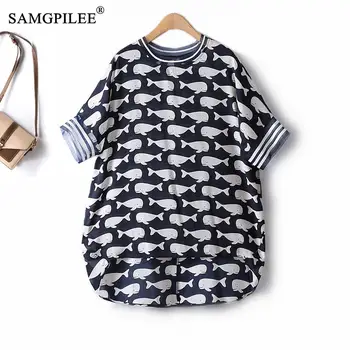 Модная женская блузка 2023, Новая шифоновая рубашка с узором в виде животных, Летние футболки с коротким рукавом, Топы для женщин