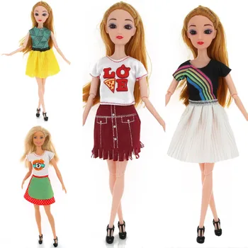 Модное платье-футболка, юбка, короткие штаны, 1/6 Кукольная праздничная одежда для куклы Барби, аксессуары для наряжания, Игрушки для девочек, подарки на день рождения, поделки