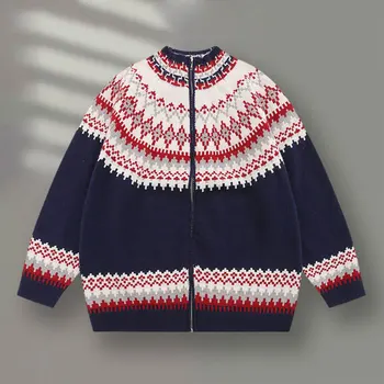 Модный осенний вязаный кардиган 2023 года, жакет, свитера, Корейские свитера, пальто, дизайнерский кардиган в клетку с контрастным цветным принтом, мужской кардиган Sweter
