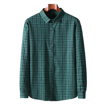 Мужская рубашка в клетку с длинным рукавом, высококачественные мужские повседневные весенне-осенние деловые рубашки на пуговицах размера оверсайз 10XL для мужчин camisas
