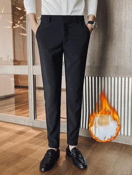 Мужские костюмные брюки 2023, мужские однотонные модельные брюки, прямые деловые офисные брюки, мужские вечерние брюки классического стиля, мужские A145