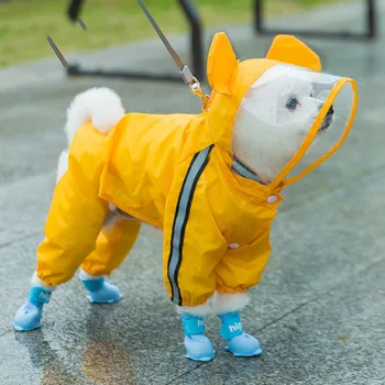 Мультяшный водонепроницаемый дождевик для домашних собак, плюшевый четвероногий 