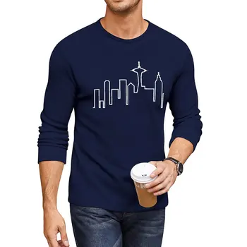 Новая длинная футболка Seattle Skyline (Frasier), Эстетическая одежда, футболки для тяжеловесов, мужские графические футболки большого и высокого роста