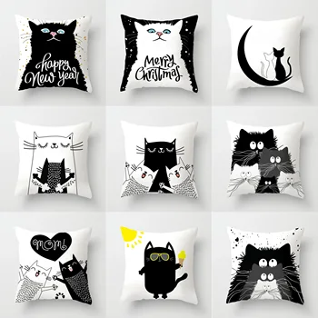 Новая прекрасная пара, наволочка с рисунком Черного кота, Декоративная наволочка с животными, наволочка для дивана, Семейная наволочка