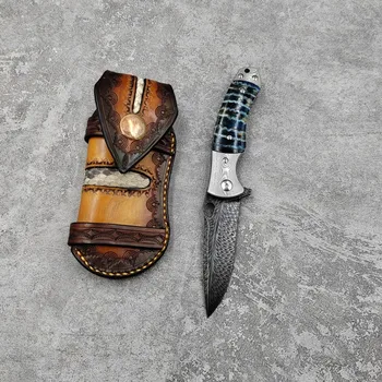 Новое поступление, перо из Дамасской стали, Тактический складной нож для кемпинга, инструмент для выживания на открытом воздухе, охотничий инструмент EDC, Портативный карманный нож Coll