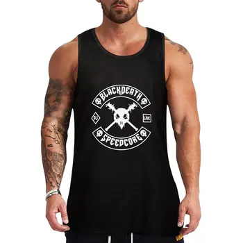 Новый Black Death MC [Белое на черном] Майка Мужская спортивная футболка Мужская футболка без рукавов мужской тренажерный зал
