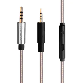 Новый посеребренный кабель для обновления звука Cord Wire с выносным микрофоном для наушников B & W Bowers & Wilkins P5 P7