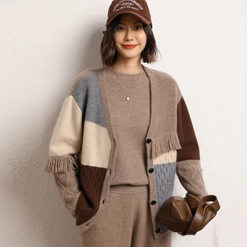 Осенне-зимний модный кашемировый свободный повседневный кардиган, пальто, свитер