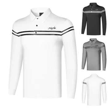 Осенняя новая одежда для гольфа, мужские топы, стрейчевая спортивная высококачественная удобная рубашка-поло, футболка с защитой от ударов мяча