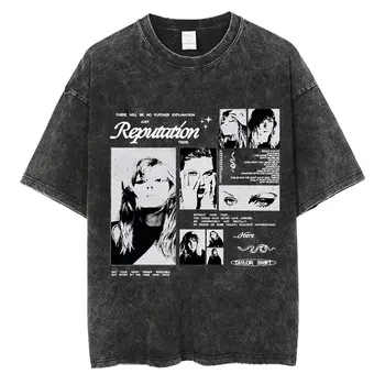 Певица Лана Дель Рей The Eras Tour, винтажная футболка, летняя уличная одежда, черно-серая футболка с короткими рукавами, футболки оверсайз