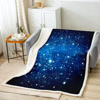 Плед из флиса Galaxy, Космическое Плюшевое одеяло для кровати, дивана, дивана для детей, 3D-печатное пространство, Шерп-одеяло, Пространство