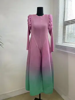 Плиссированное платье Miyake Градиентного цвета, Новое Свободное Женское Длинное платье 2023, Летнее Новое платье
